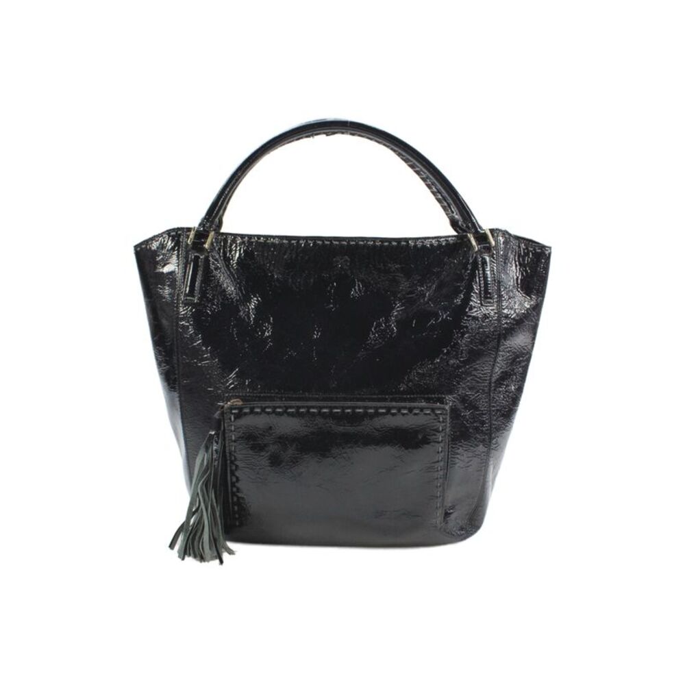 Anya Hindmarch Womens Crinkle Textured Stitch Detail Large Tote Handbag Black